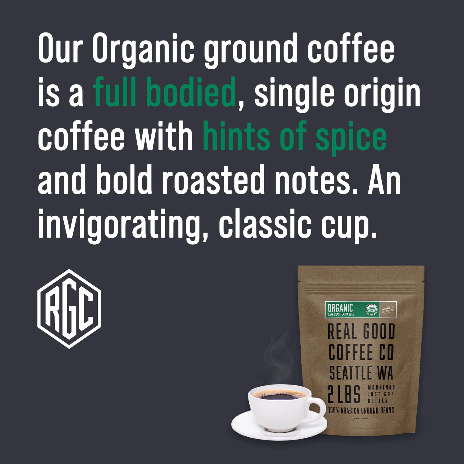 Organic Dark Roast Ground Bean Coffee 2 LB