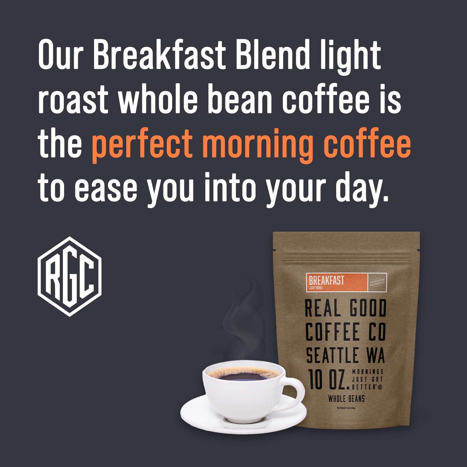 Breakfast Blend Light Roast Whole Bean Coffee 10 oz