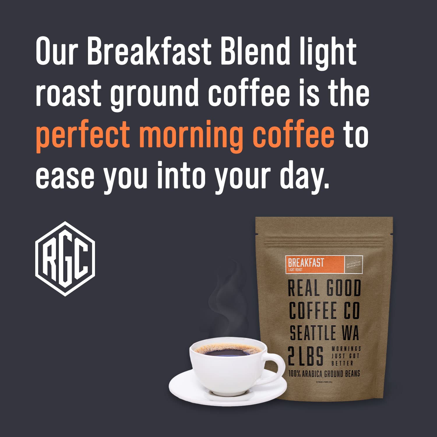 Breakfast Blend Light Roast Ground Bean Coffee 2 LB