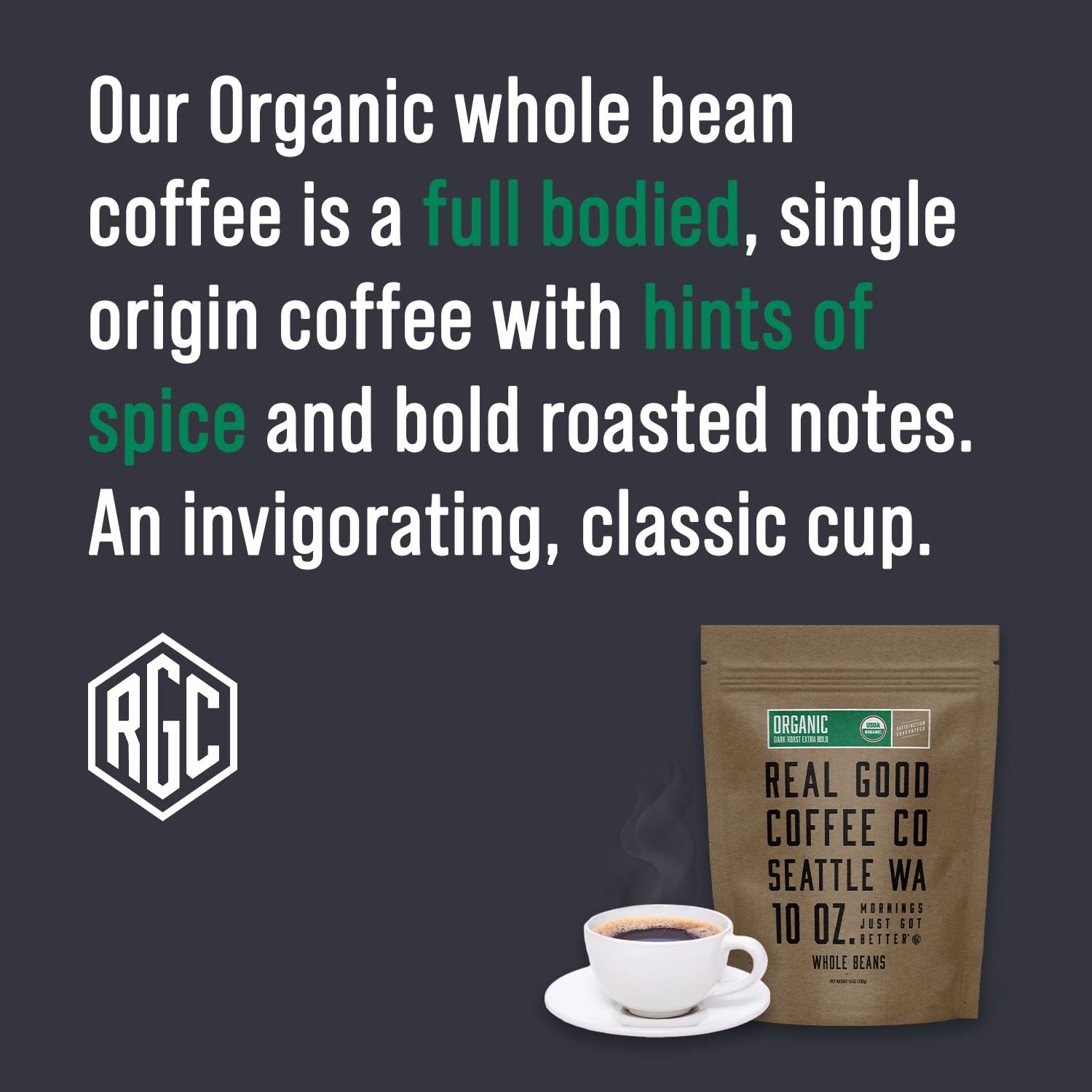 Organic Dark Roast Whole Bean Coffee 10 oz