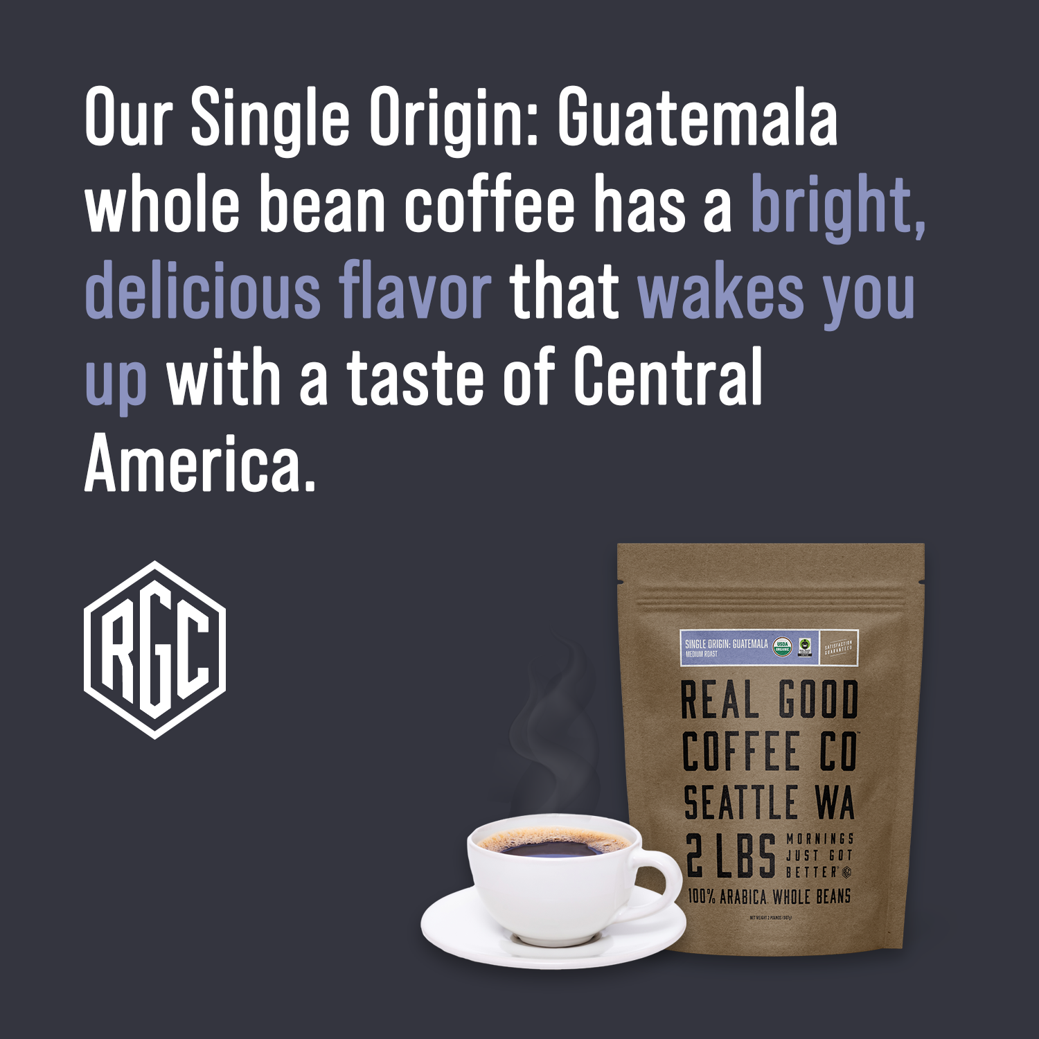 Fair Trade Single Origin: Guatemala Medium Roast Whole Bean Coffee 2 LB